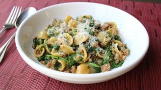 “One Pan” Orecchiette Pasta with Sausage and Arugula  How to Cook Pasta amp Sauce in One Pan [upl. by Attwood]