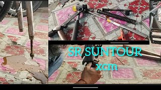 how to repair mtb fork  SR SUNTOUR XCM  bicycle fork service  cycle fork repair video [upl. by Brag186]