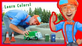 Learn Colors for Toddlers with Blippi Toys  Garbage Truck Toy [upl. by Nawuq]