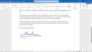 Word Unterschrift und Signatur einfügen handschriftlich signieren unterschreiben Signaturzeile [upl. by Clancy]