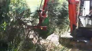 Arbeit mit Kubota Bagger Fällgreifer Eigenbau 1 [upl. by Ical]