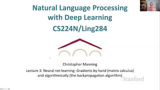 Stanford CS224N NLP with Deep Learning  Winter 2021  Lecture 3  Backprop and Neural Networks [upl. by Erolyat362]