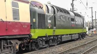 The Elizabethan Railtour 1Z55 at Newcastle Central Station Deltic D9009 Alycidon 25th July 2012m2ts [upl. by Skantze]