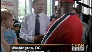 President Obama Stops for Lunch at Five Guys [upl. by Odrareve978]