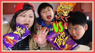 TAKIS amp HOT CHEETOS CHALLENGE  ♡ Soy [upl. by Ahsieyk]