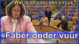 Minister Marjolein Faber overhoop met oppositie Dit is een circus  Asielbegroting Tweede Kamer [upl. by Libys]