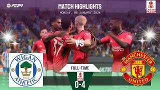 Wigan vs Manchester United  FA CUP Highlights  08012023  EA FC24 eafc24 [upl. by Peta]