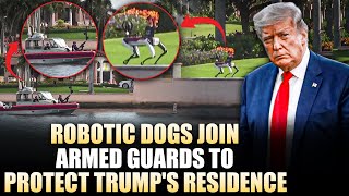 Robotic Dog Armed Coast Guard Security protect Donald Trumps MaraLago home after historic win [upl. by Aruon562]