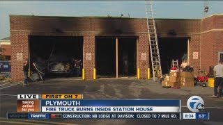 Plymouth fire truck burns inside station house [upl. by Hutchinson342]