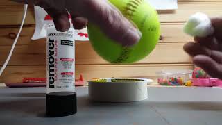 Removing manufacturer marks from a softball prior to embroidery [upl. by Pattani]