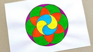 How to Draw a Geometric Circle Pattern step by step in easy way  Geometric Circle Art  Mandala [upl. by Anirtak]