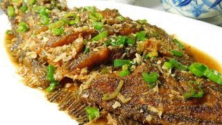 Fried whole Flounder Fish with Spicy Ginger Sauce [upl. by Ynnod]