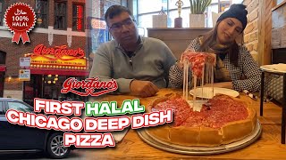 Trying Chicago HALAL Deep Dish Pizza🍕  Giordanos ReviewBest Pizza Chicago [upl. by Innej]