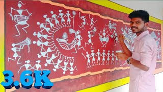 Traditional warli painting on Wall 🎨🖌😊 At Tatani MH [upl. by Ettelloc]