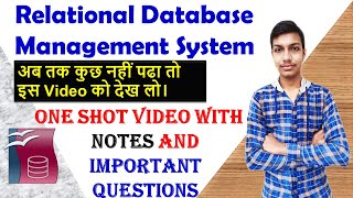 One Shot  Relational Database Management System RDBMS Class 10 in one video  RDBMS in One Shot [upl. by Losiram]