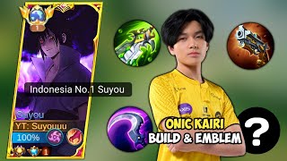 SUYOU NO1 INDONESIA TRY ONIC KAIRI BUILD amp EMBLEM 2024  TOP 1 GLOBAL SUYOU BUILD 2024  MLBB [upl. by Libyc]