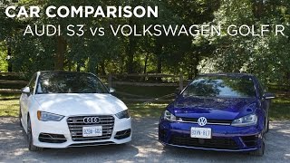 Car Comparison  Audi S3 vs Volkswagen Golf R  Driving ca [upl. by Dorolisa121]