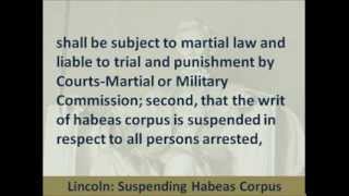 Abraham Lincoln  Suspending the Writ of Habeas Corpus  Proclamation 94  Hear the Text [upl. by Nuhsed259]