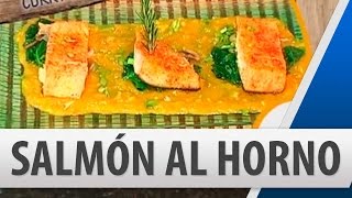 Salmón al Horno en Salsa de Curry y Mango  Recetas de cocina [upl. by Nyladnar]