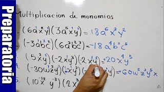 Multiplicación de monomios  5 ejemplos [upl. by Andee304]