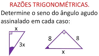 RAZÕES TRIGONOMÉTRICAS  P9  Determine o seno do ângulo agudo assinalado em cada caso [upl. by Lars]