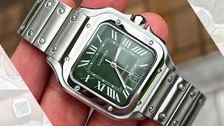 Cartier Santos Green dial watch review [upl. by Eenahpets459]