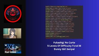 Fukashigi No Carte 5 Levels Of Difficulty Fonzi M  Bunny Girl Senpai  ROBLOX Virtual Piano [upl. by Araik257]