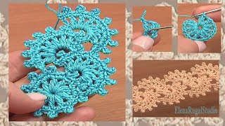 Crochet Puff Stitch Narrow Lace Tape Free Crochet Patterns [upl. by Htir]