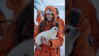 Baby seal foraging to survive in the cold arctic cuteanimals [upl. by Allare]