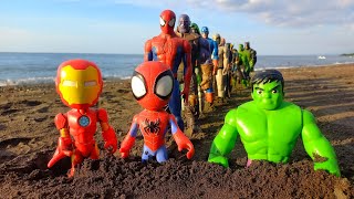 SPIDERMAN 2 VS BLACK ADAM VS IRONMAN VS HULK VS THANOS VS BATMAN CAPTAIN AMERICAAVENGERS TOYS 54 [upl. by River]