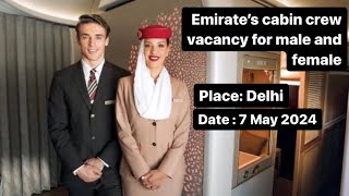 Emirates cabin crew opening in Delhi India 🇮🇳 Emirates cabin crew interview aviation [upl. by Zeidman]