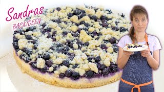 schneller Blaubeer Quark Kuchen mit Streuseln  Heidelbeer Quark Kuchen  Rezept [upl. by Gabriela]