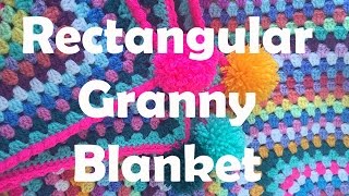 Rectangle Granny Stripe Blanket with Pompoms [upl. by Leba306]