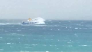 Rough seas in Aegean Sea Greece  9 to 10 Beaufort  BLUE STAR PAROS [upl. by Nosreg]