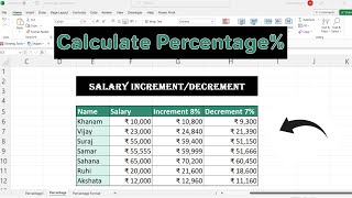 Shortcut way to Calculate Percentage  Increment Decrement in Microsoft Excel excel [upl. by Hessler]