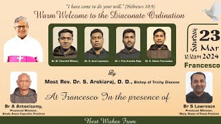 Diaconate Ordination  23032024  Francesco Theologate Samayapuram [upl. by Sherurd291]