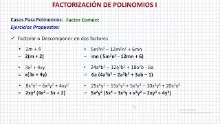 Factorización Polinomios I  Factor Común [upl. by Nerral]