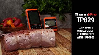 ThermoPro TP829 — Super Long Range Wireless Meat Thermometer with 4 Probes [upl. by Ennaehr]