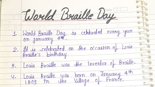 Essay on world Braille Day in English [upl. by Daryle317]