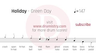 Green Day  Holiday Drum Score [upl. by Proctor]