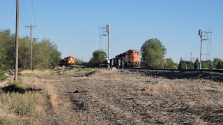 Two BNSF Coal trains at Crews [upl. by Dallon328]