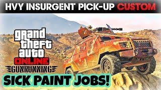 TOP 5 AWESOME PAINT JOBS FOR THE NEW INSURGENT PICK UP CUSTOM GUNRUNNING DLC GTA V ONLINE [upl. by Chere480]