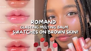 VIRAL KOREAN ROMAND GLASTING MELTING BALM SWATCHES ON BROWN SKIN [upl. by Ennavoj]