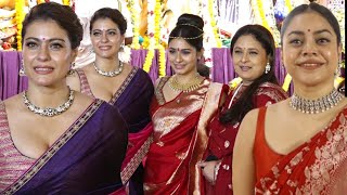 KajolSumona ChakravartiTanishaa MukerjiSharbani At North Bombay Sarbojanin Durga Puja 2024 [upl. by Anaeel]