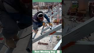 Best working day 361 Welding process of the steel roof frame [upl. by Notsuj]