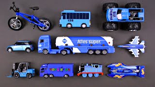 Learning Blue Street Vehicles for Kids  Hot Wheels Matchbox Tomica トミカ Cars and Trucks Tayo 타요 [upl. by Ardnuyek]