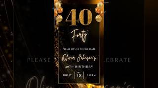 40th birthday invitation video template birthdayinvitation [upl. by Emerick565]