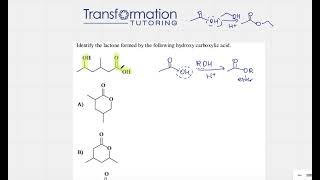 Identify The Lactone Formed By The Following Hydroxy Carboxylic Acid ACS Organic Chemistry Prep [upl. by Kurman]