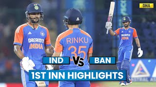 IND Vs BAN Highlights 1st Innings Rinku Singh Nitish Reddy Score Fifty I Bangladesh Needs 222 [upl. by Ahsenad368]