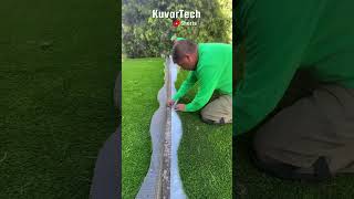 Garden artificial grass application satisfying video [upl. by Ecinnaj335]